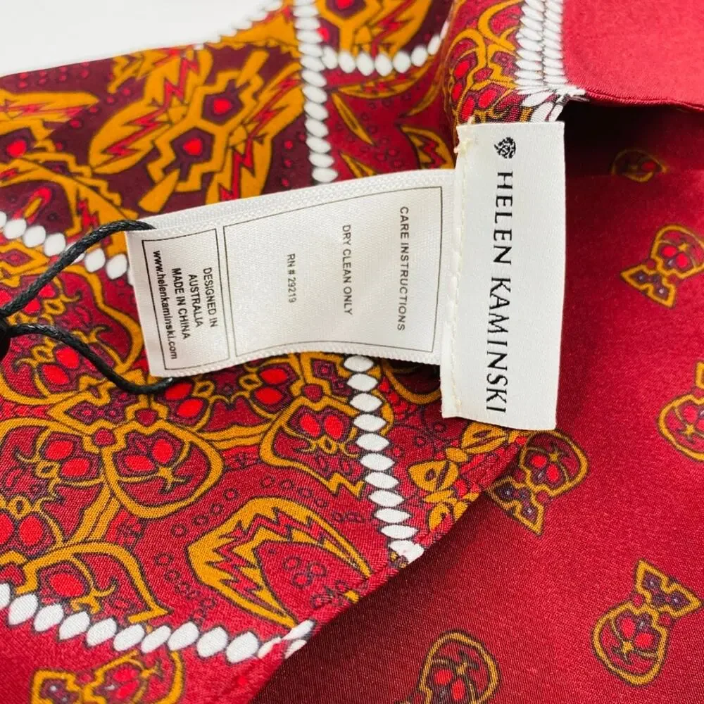 NEW Helen Kamenski Janis Silk De Chine Long Scarf In Sumac Mix Academia Dainty